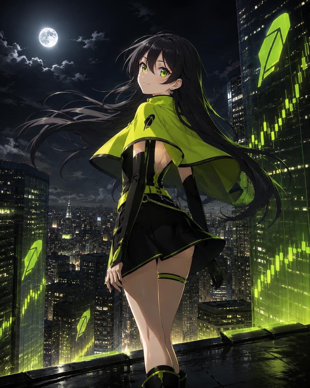 Robinhood-Chan on a rooftop under a full moon